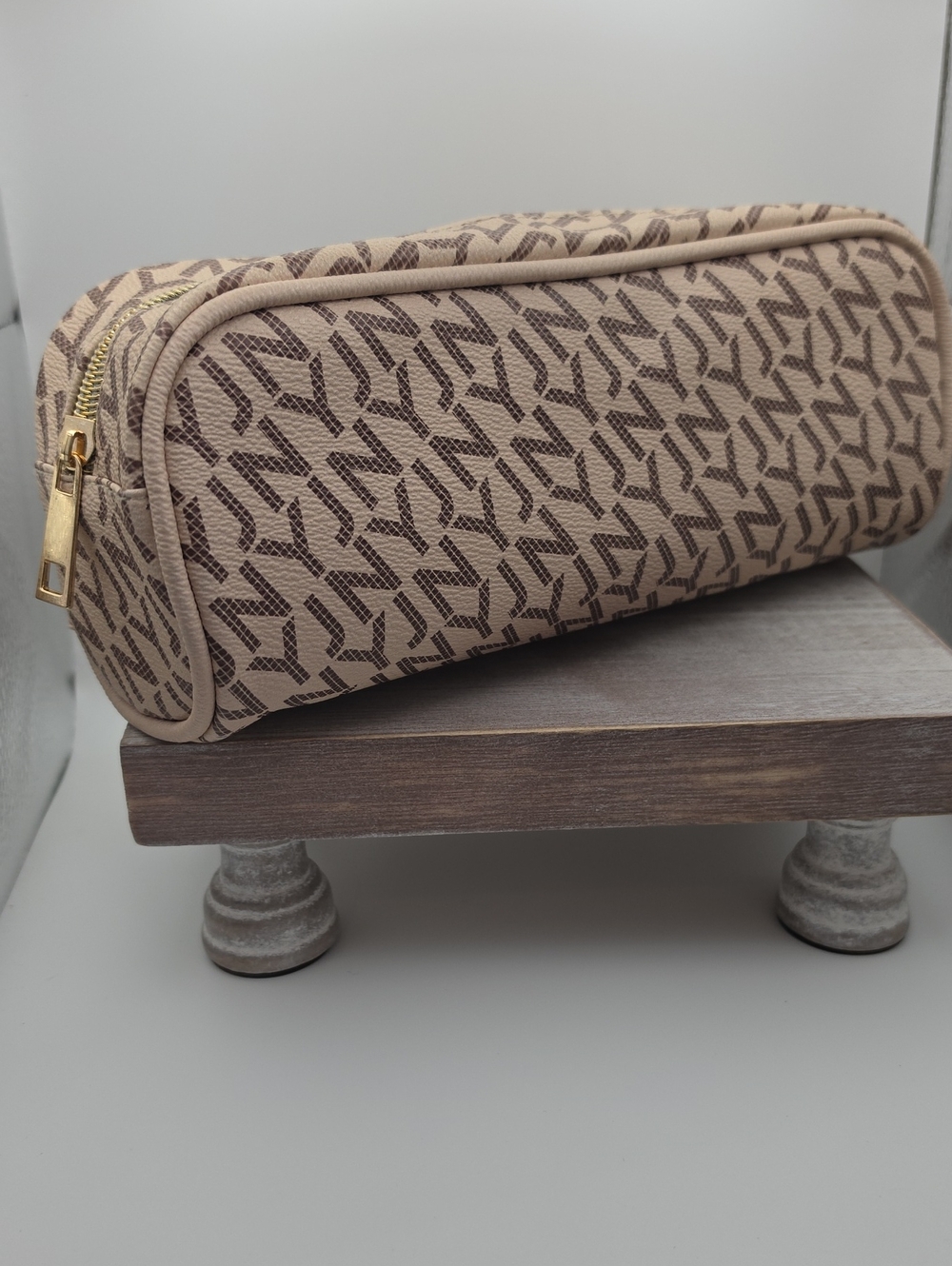 Beige Patterned Toiletry Bag - Unbranded